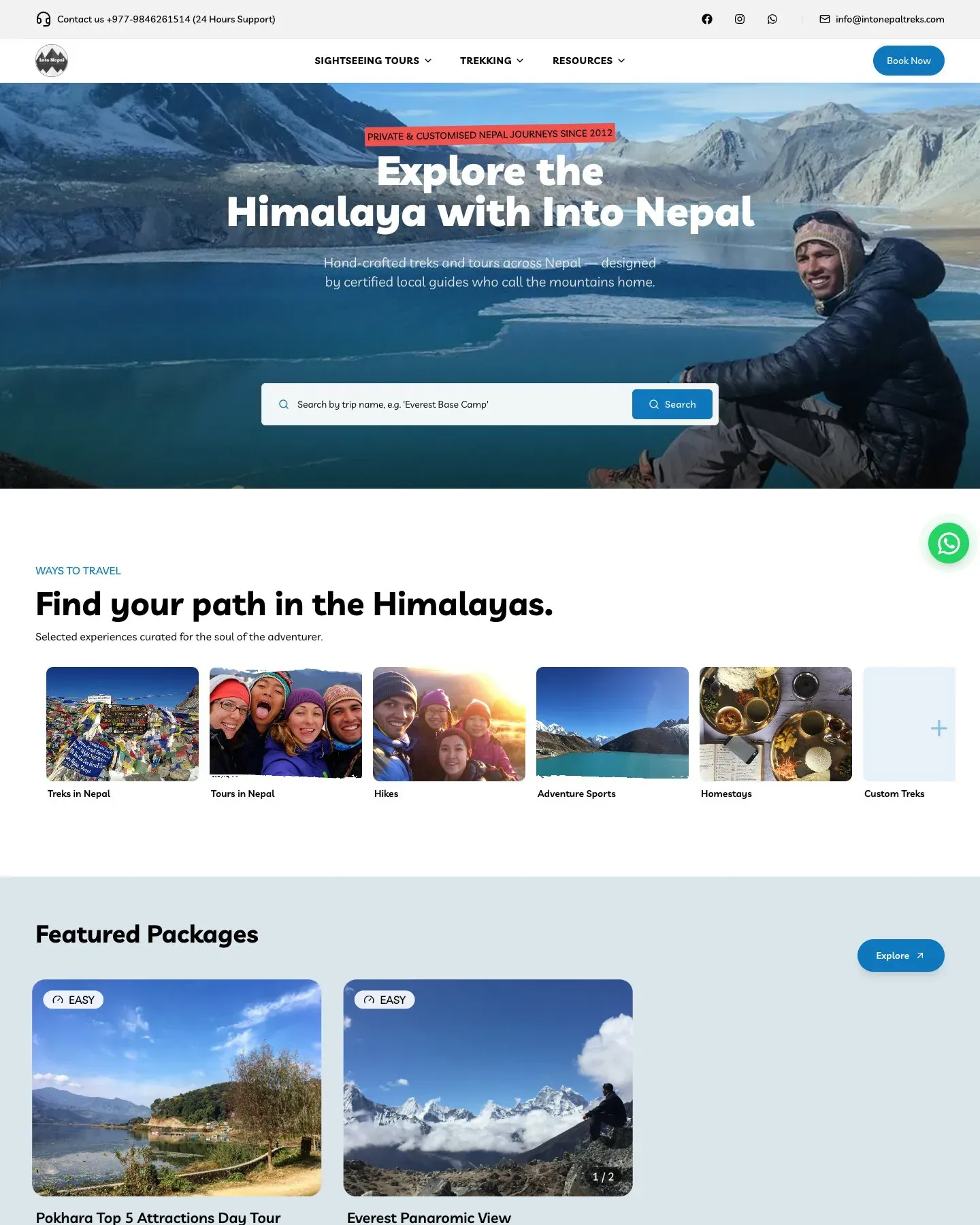 Into Nepal Treks website