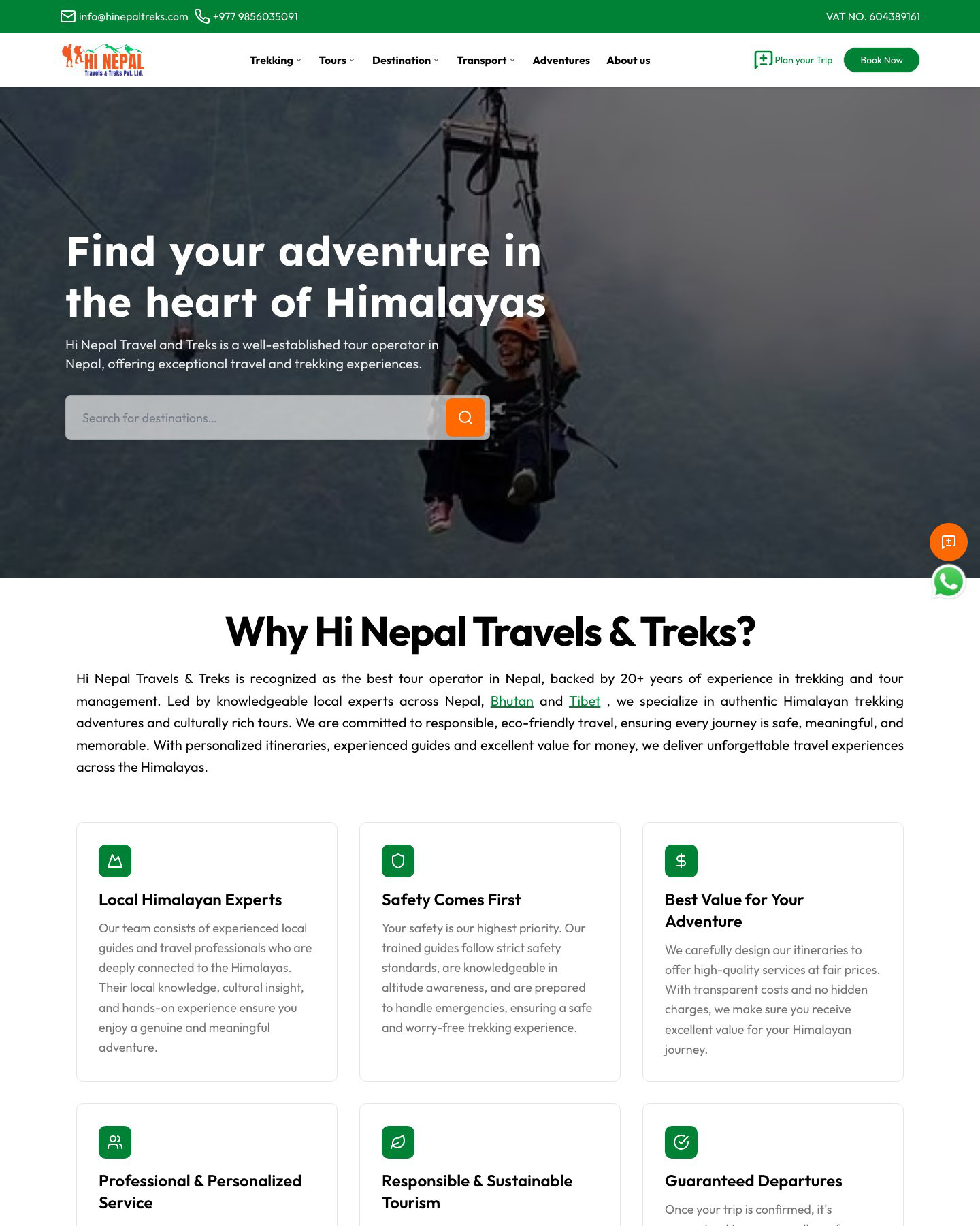 Hi Nepal Treks website
