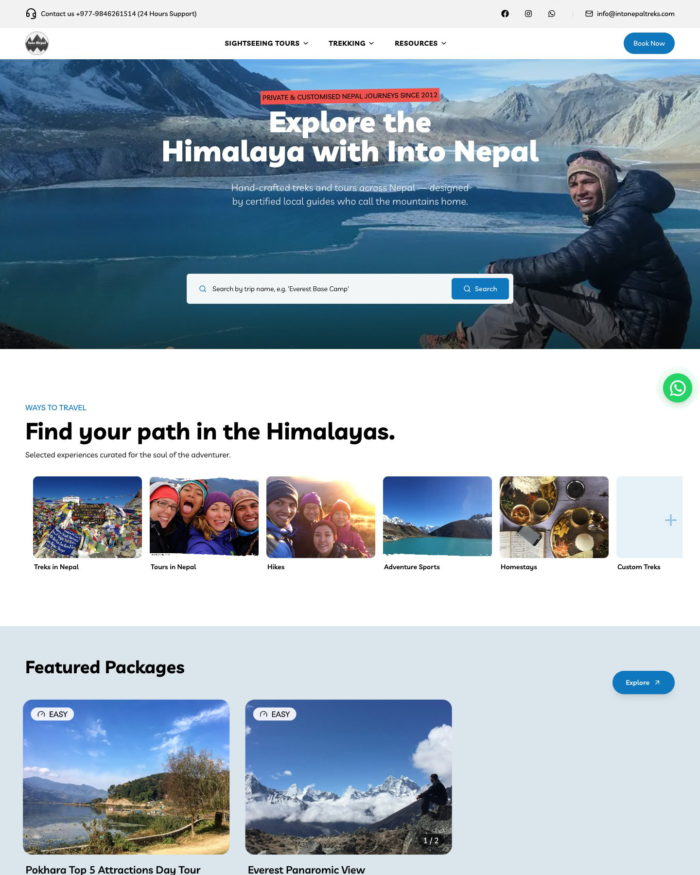 Into Nepal Treks website