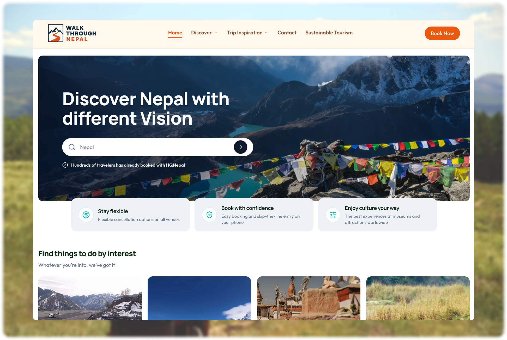 Travel website on desktop and mobile
