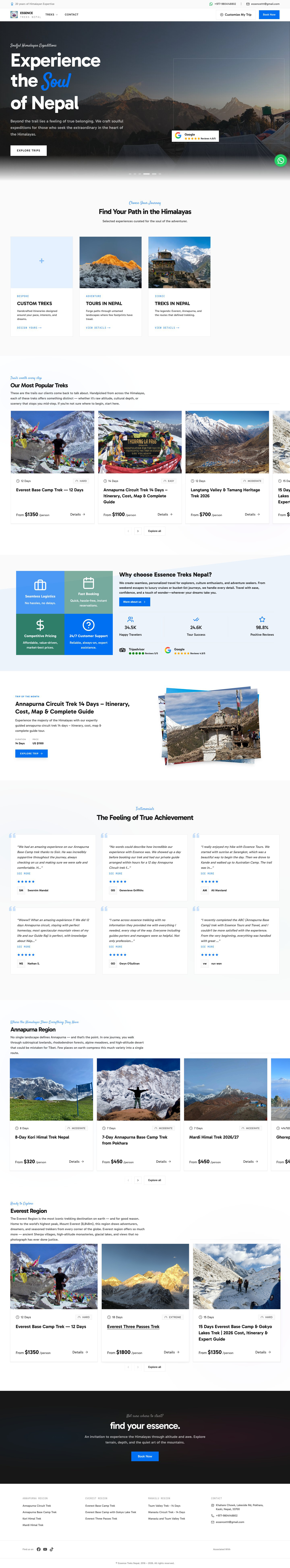 Essence Treks Nepal website