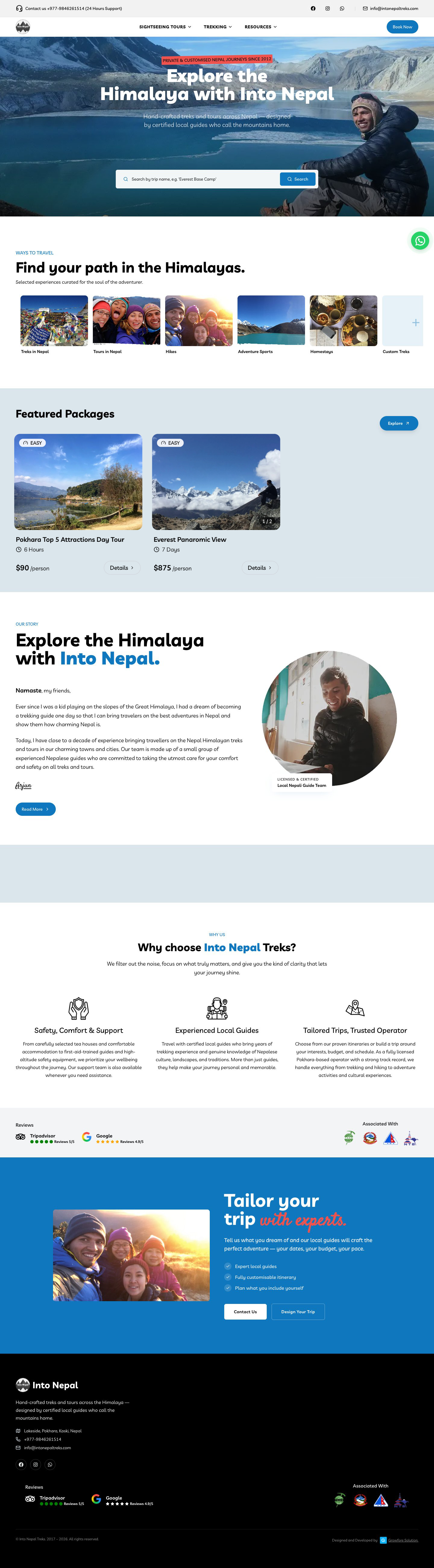 Into Nepal Treks website