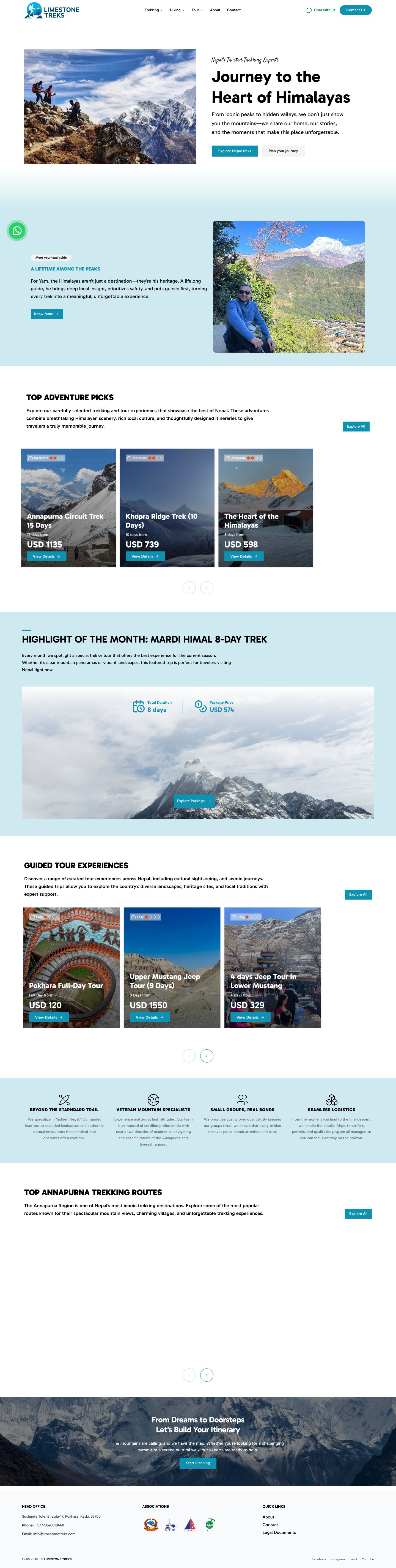 Limestone Treks website